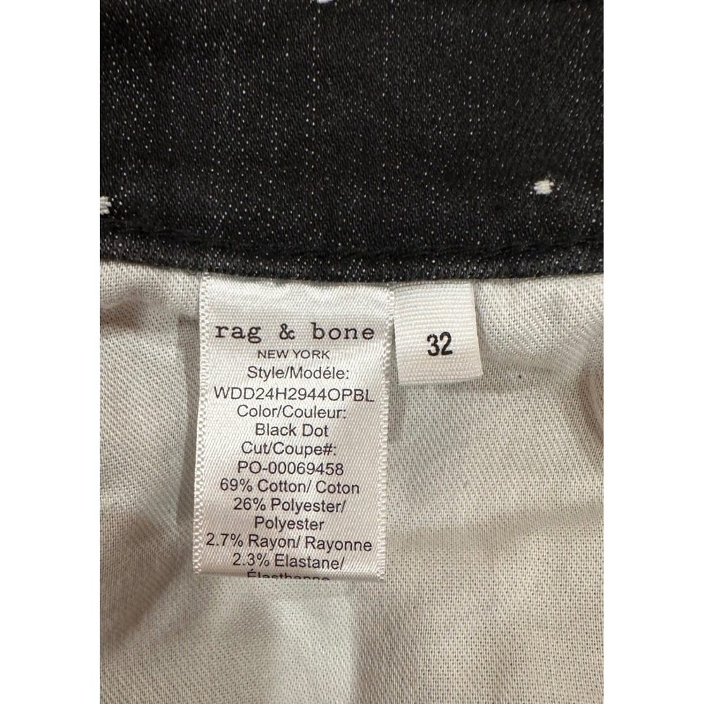 Rag & Bone Fern High-Rise Slim Black Polka Dot Ankle Jeans 32 - Picture 4 of 4